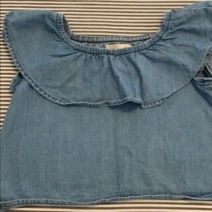 Zara girl off the shoulder denim top